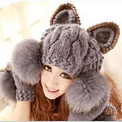 Dámská Cute Teplé pletené Bobble Hat Grey Dámská Cute Teplé pletené Bobble Hat Grey