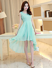 Robe - Mi-long - Plage/Décontracté/Mignon/Soirée en Mousseline de soie - Doublé