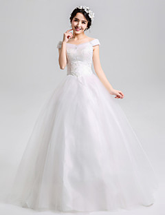 A-line Floor-length Wedding Dress - Bateau Organza