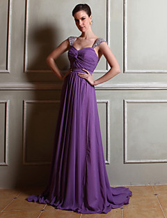 Floor-length Chiffon Bridesmaid Dress-Regency Sheath/Column Straps