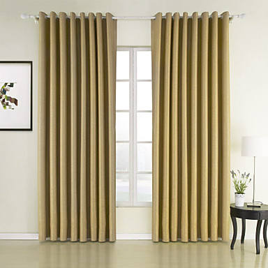 To paneler neoklassisk solid gul soverom polyester panel gardiner ...
