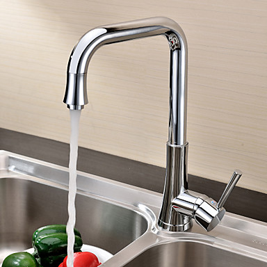 Moderne solid brass chrome finish enkelt håndtak kjøkken tappekran ...
