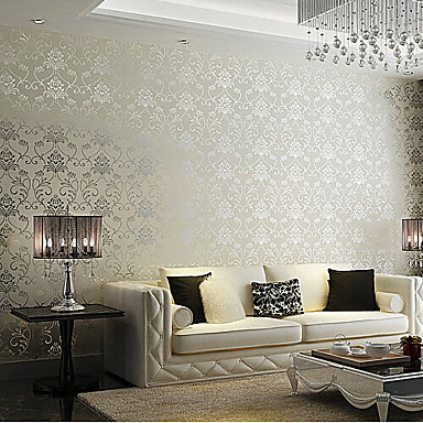 Moderne tapet floral ren hvid blomst pvc overflade vaskbart ...